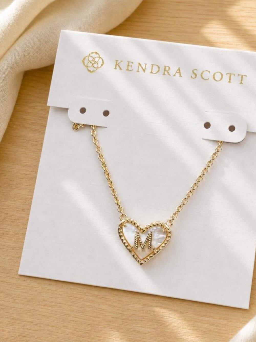 Kendra Scott Ari Heart Letter M Gold Pendant Necklace